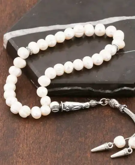 ​doğaltaş Metal Püsküllü İnci Taşı Tesbih