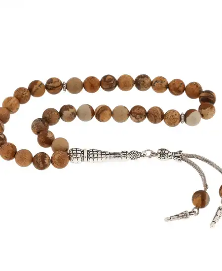 ​doğaltaş Metal Püsküllü Jasper Taşı Tesbih