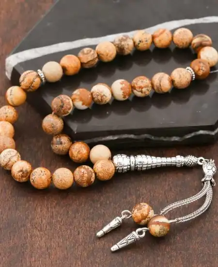 ​doğaltaş Metal Püsküllü Jasper Taşı Tesbih