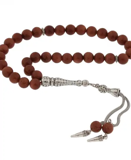 ​doğaltaş Metal Püsküllü Kahverengi Yıldız Taşı Tesbih