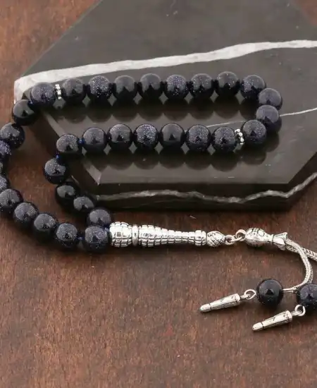 ​doğaltaş Metal Püsküllü Lacivert Yıldız Taşı Tesbih