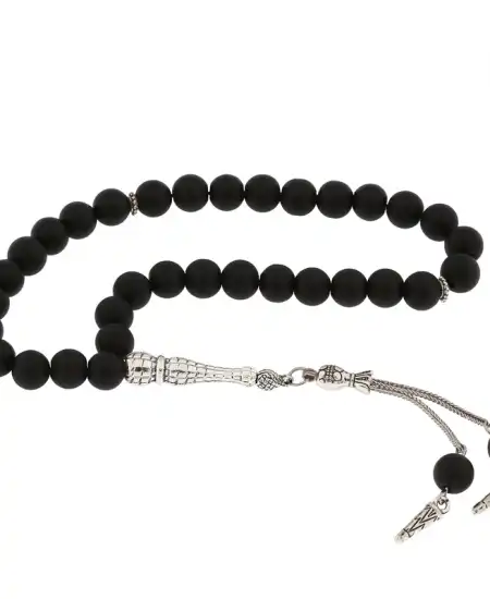 ​doğaltaş Metal Püsküllü Mat Oniks Taşı Tesbih