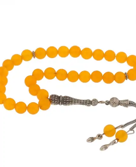 ​doğaltaş Metal Püsküllü Sarı Yeşim Taşı Tesbih