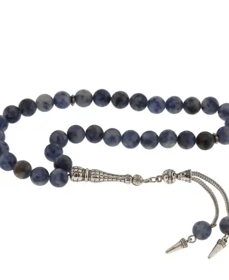 ​doğaltaş Metal Püsküllü Sodalit Taşı Tesbih
