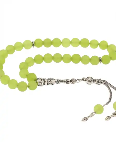 ​doğaltaş Metal Püsküllü Yeşil Yeşim Taşı Tesbih
