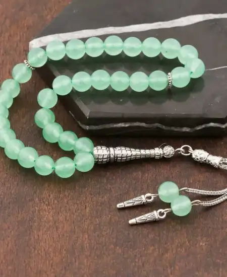 ​doğaltaş Metal Püsküllü Yeşim Taşı Tesbih