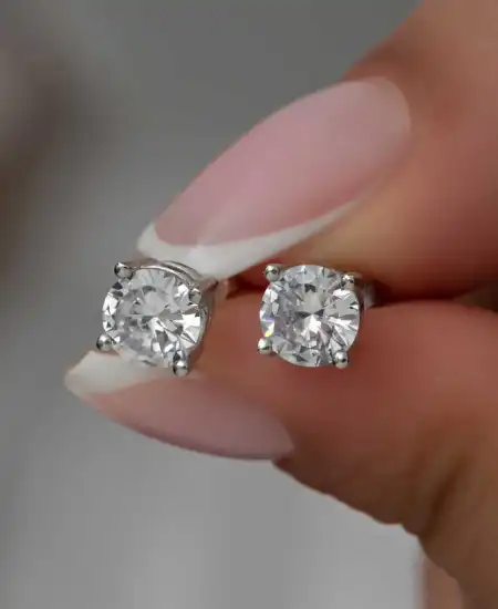 ​gümüş 7 Mm Beyaz Zirkon Tek Taş Kadın Küpe