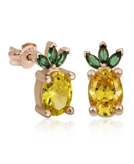 ​gümüş Ananas Figür Meyve Çivi Küpe