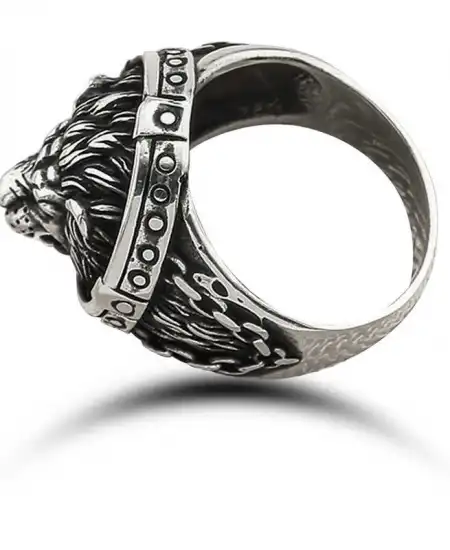 ​gümüş Aslan Figürlü Erkek Yüzük