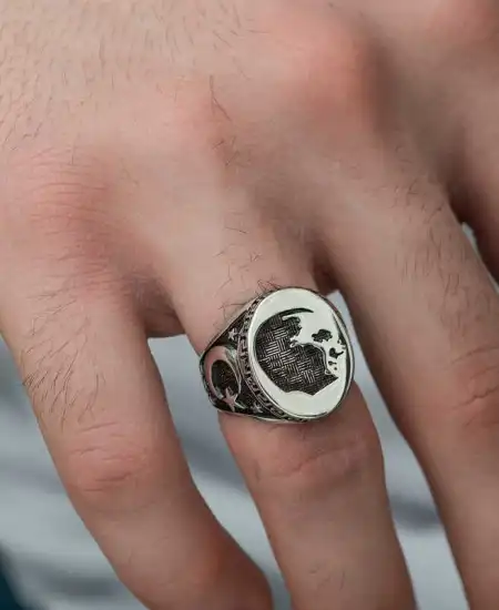 ​gümüş Atatürk Silüeti Erkek Yüzük