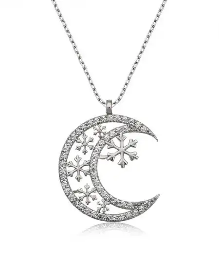 ​gümüş Ay Kar Tanesi Bayan Kolye