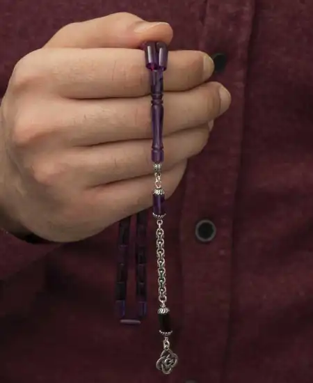 ​gümüş Ay Yıldız Püskül Ateş Kehribar Kesme Tesbih