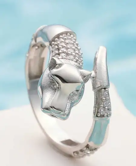 ​gümüş Ayarlanabilen Kaplan Figürlü Kadın Yüzük