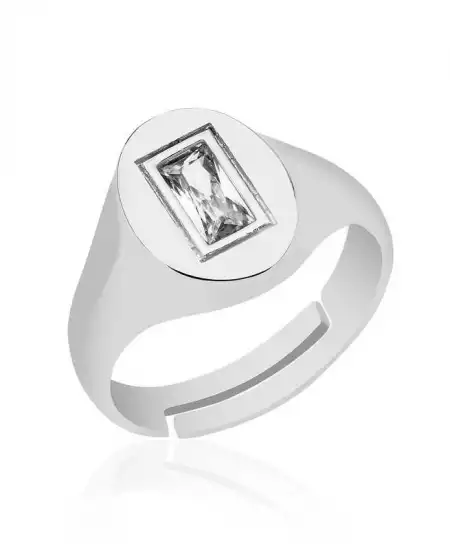 ​gümüş Ayarlanabilir Baget Taşlı Şovalye Yüzük