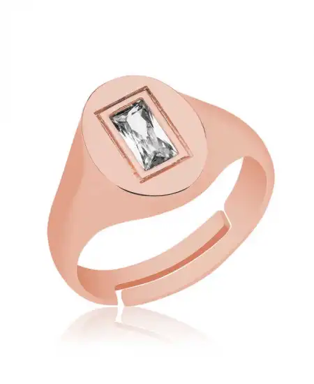 ​gümüş Ayarlanabilir Rose Baget Taşlı Şovalye Yüzük