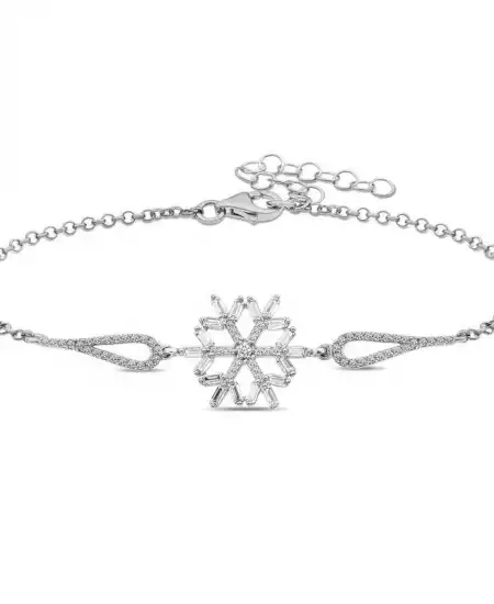 ​gümüş Baget Taşlı Kar Tanesi Bileklik