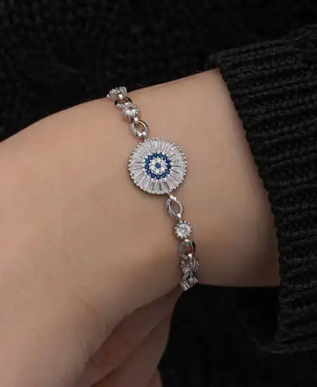 ​gümüş Baget Taşlı Nazar Kadın Bileklik