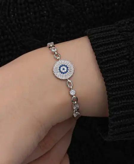 ​gümüş Baget Taşlı Nazar Kadın Bileklik