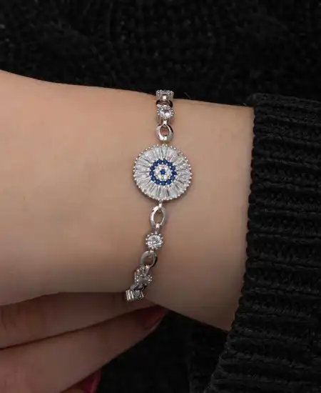 ​gümüş Baget Taşlı Nazar Kadın Bileklik