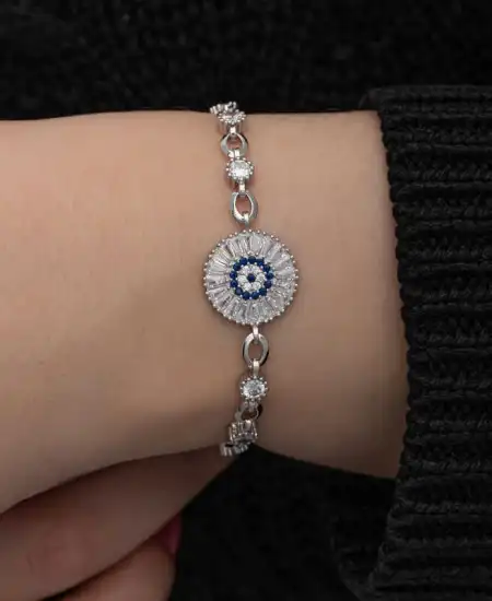 ​gümüş Baget Taşlı Nazar Kadın Bileklik