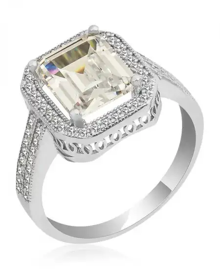 ​gümüş Beyaz Baget Bayan Yüzük