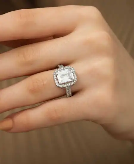 ​gümüş Beyaz Baget Bayan Yüzük