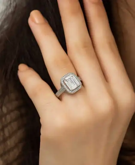 ​gümüş Beyaz Baget Bayan Yüzük