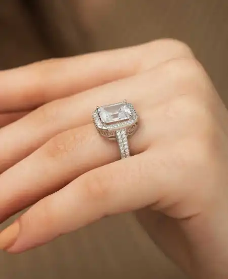 ​gümüş Beyaz Baget Bayan Yüzük