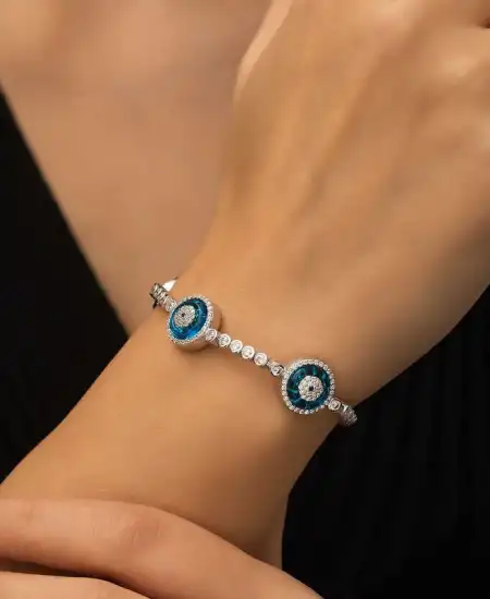 ​​gümüş Camgöz Üçlü Suyolu Nazar Bileklik