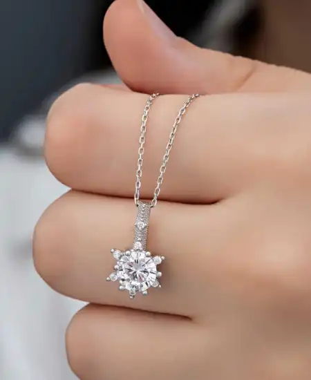 ​gümüş Çiçek Desenli Kadın Kolye