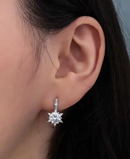 ​gümüş Çiçek Desenli Kadın Küpe