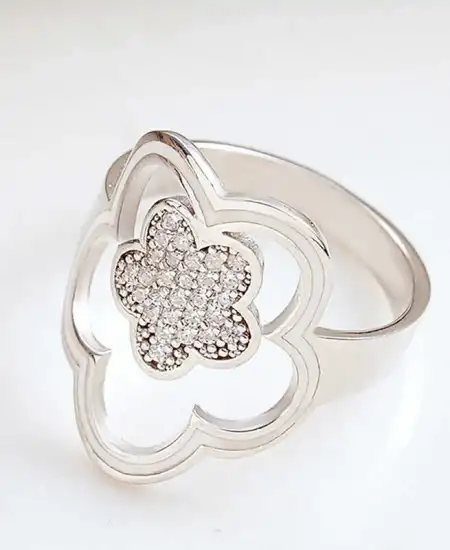 ​gümüş Çiçek Desenli Kadın Yüzük