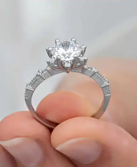 ​gümüş Çiçek Desenli Kadın Yüzük