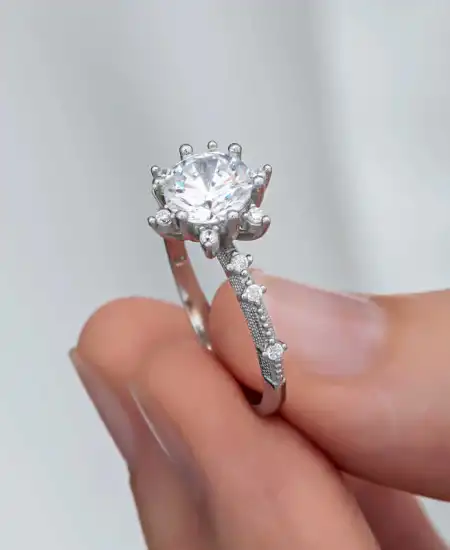 ​gümüş Çiçek Desenli Kadın Yüzük