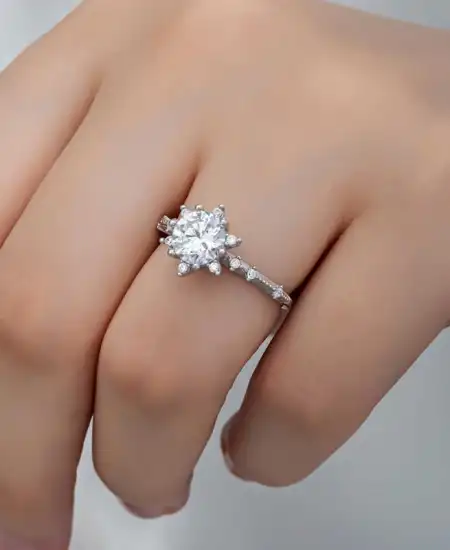 ​gümüş Çiçek Desenli Kadın Yüzük