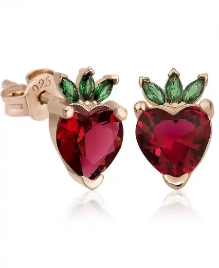 ​gümüş Çilek Figür Meyve Çivi Küpe