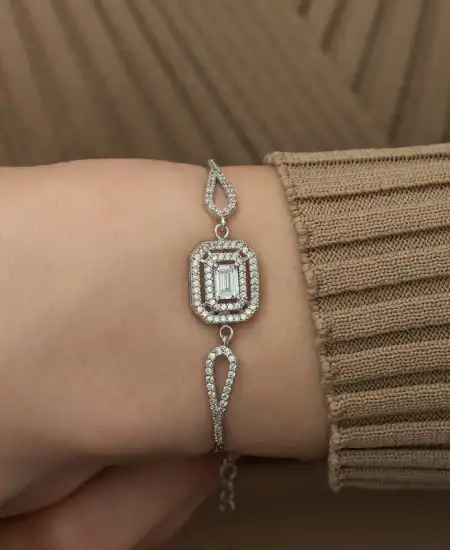 ​gümüş Dikdörtgen Baget Bileklik