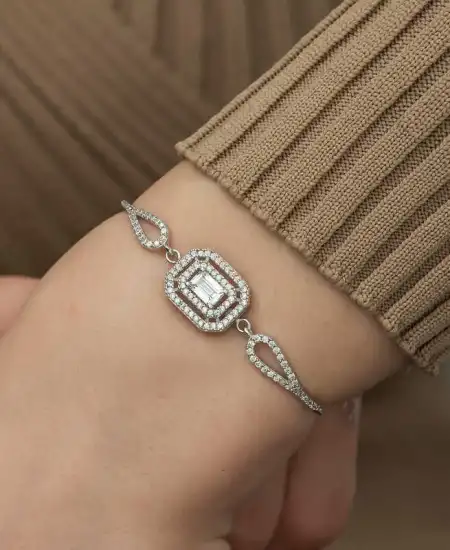 ​gümüş Dikdörtgen Baget Bileklik