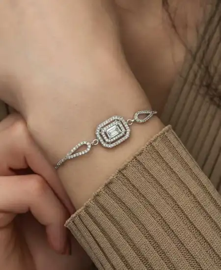 ​gümüş Dikdörtgen Baget Bileklik