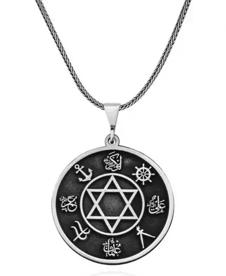 ​gümüş Dört Halife İsimleri İşlemeli Kolye