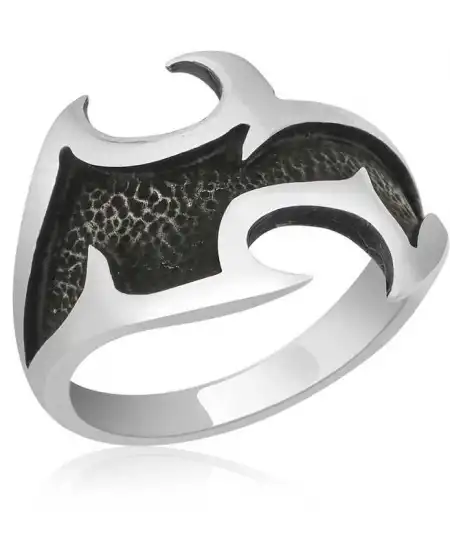 ​gümüş Dövme Desenli Erkek Yüzük