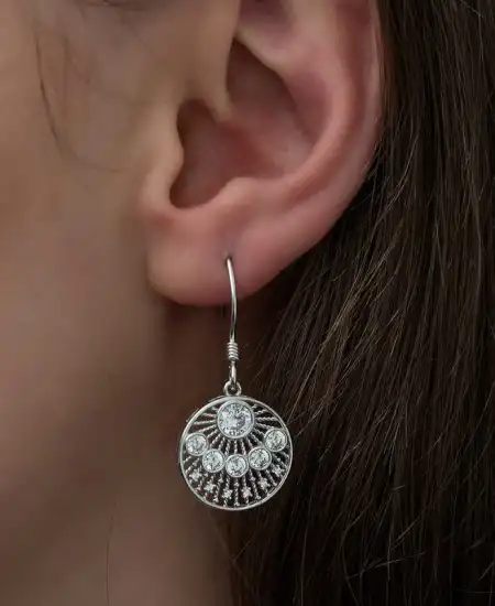 ​gümüş Etnik Desenli Bayan Küpe