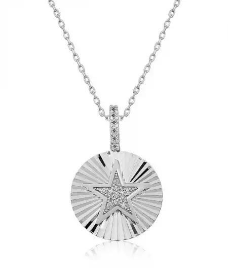 ​​gümüş Fırfırlı Yıldız Bayan Kolye