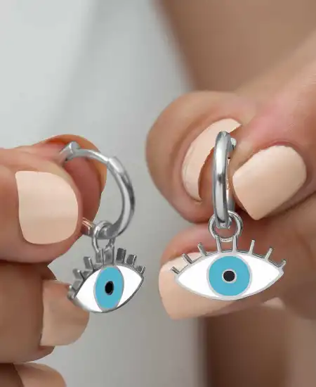 ​gümüş Fosforlu Mavi Göz Küpe