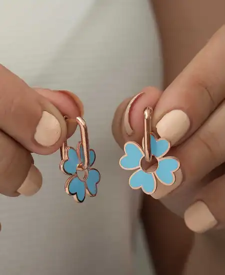 ​gümüş Fosforlu Mavi Yonca Küpe