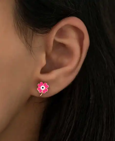 ​gümüş Fosforlu Pembe Yonca Küpe