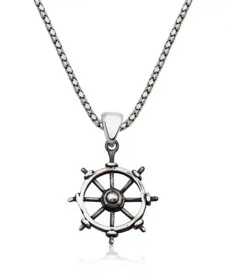 ​gümüş Gemi Dümeni Kolye