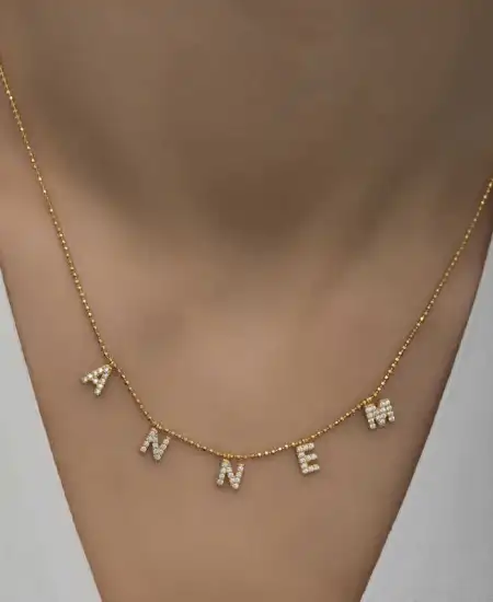 ​gümüş Gold Annem Yazılı Bayan Kolye