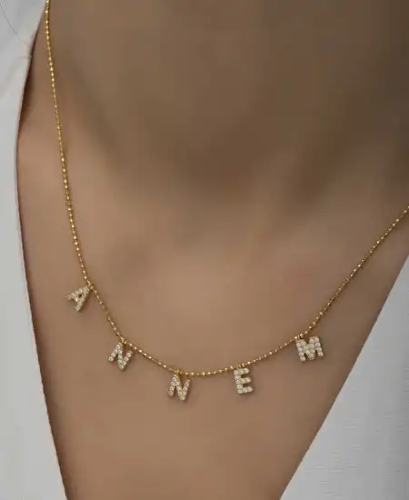 ​gümüş Gold Annem Yazılı Bayan Kolye