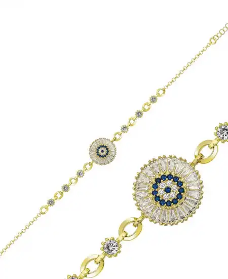 ​gümüş Gold Baget Taşlı Nazar Bayan Bileklik